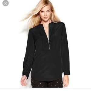 Michael Kors long sleeve black tuxedo blouse